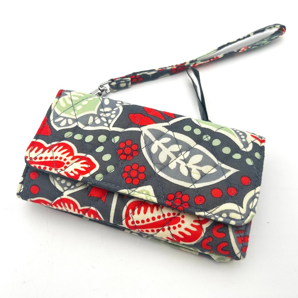 Vera Bradley Nomadic Floral Tri-Fold Wristlet Wallet Snap Closure Strap
